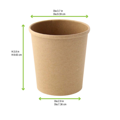Contenitore in cartone kraft per alimenti caldi e freddi  H104mm 490ml