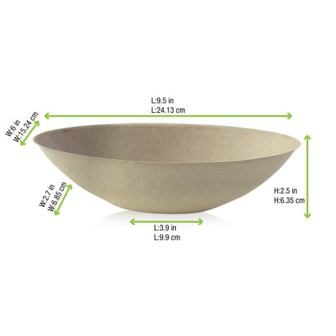 Ciotola "BioNchic" ovale in polpa di canna da zucchero scura 240x145mm H63mm 1000ml