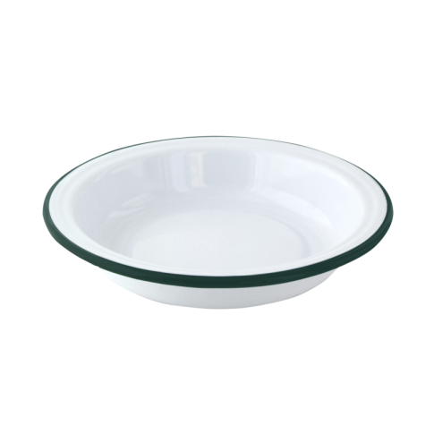Piatto fondo smaltato con bordo verde (42)  H40mm 650ml