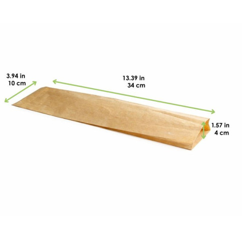 Sacchetto per panino in carta scura kraft antiunto 100x40mm H340mm