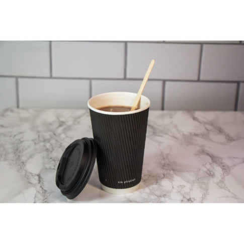 Bicchiere cartone nero doppia parete increspata plastic-free (PAP20)  H92mm 230ml