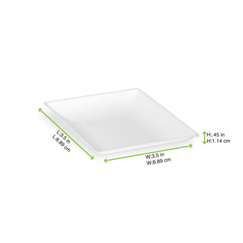 Piatto in polpa di canna da zucchero  90x90mm