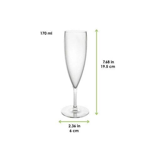 Flute per champagne in PS trasparente riutilizzabile  H195mm 170ml