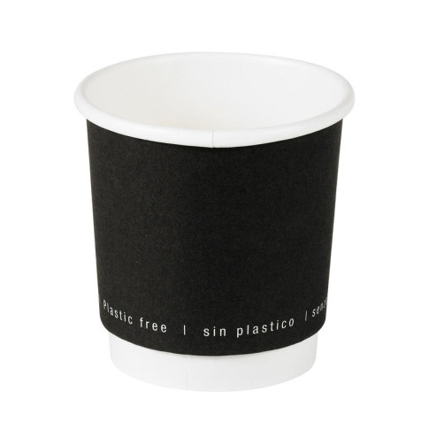 Bicchiere cartone bianco e nero doppia parete plastic-free (PAP20)  H62mm 120ml