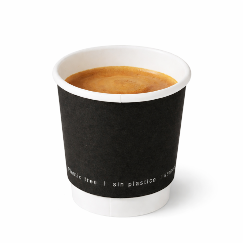 Bicchiere cartone bianco e nero doppia parete plastic-free (PAP20)  H62mm 120ml