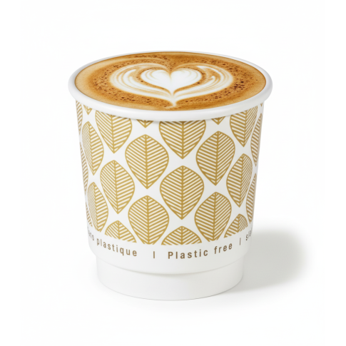 Bicchiere cartone kraft stampato doppia parete plastic-free (PAP20)  H62mm 120ml