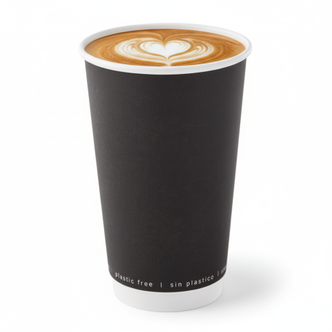 Bicchiere cartone bianco e nero doppia parete plastic-free (PAP20)  H136mm 460ml