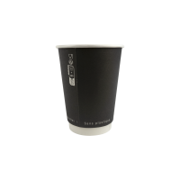 Bicchiere cartone bianco e nero doppia parete plastic-free (PAP20)  H110mm 350ml