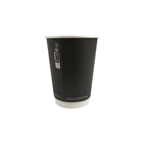 Bicchiere cartone bianco e nero doppia parete plastic-free (PAP20)  H110mm 350ml