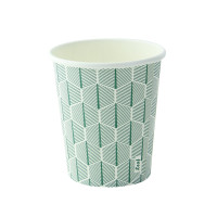 Bicchiere cartone bianco Leaf con decoro (PAP20)  H92mm 230ml