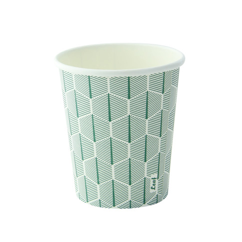 Bicchiere cartone bianco Leaf con decoro (PAP20)  H92mm 230ml