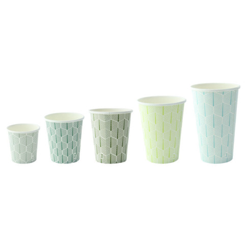Bicchiere cartone bianco Leaf con decoro (PAP20)  H92mm 230ml