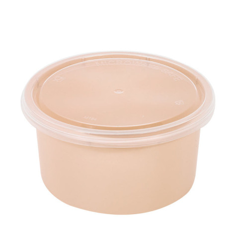 Contenitore beige in PP con coperchio trasparente (PP5)  H49mm 225ml