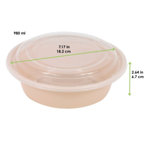 Contenitore beige in PP con coperchio trasparente (PP5)  H67mm 980ml