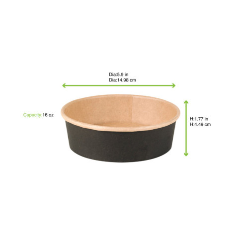 Insalatiera Buckaty in cartone nero e interno kraft antiunto (C/PAP 81)  H45mm 480ml
