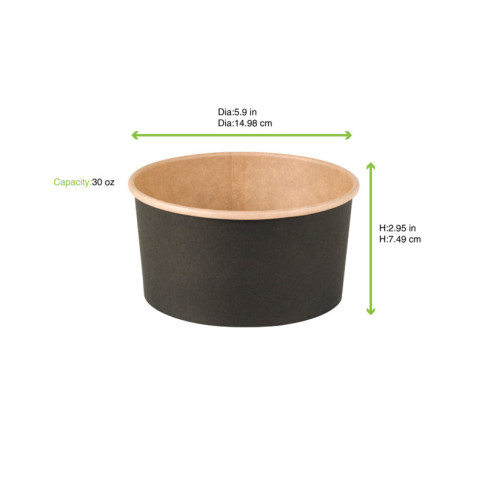 Insalatiera Buckaty in cartone nero e interno kraft con lamina antiunto (C/PAP 81)  H75mm 900ml