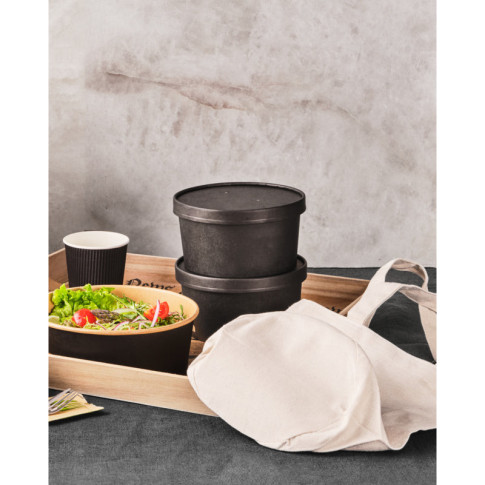 Insalatiera Buckaty in cartone nero e interno kraft con lamina antiunto (C/PAP 81)  H75mm 900ml