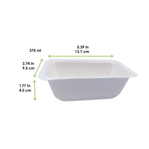 Vaschetta sigillabile in polpa di canna da zucchero 137x95mm H45mm 375ml