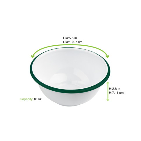 Scodella Enamely smaltata con bordo verde (42)  H70mm 470ml