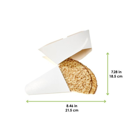 Scatola da crepes triangolare in cartone bianco 215x185mm