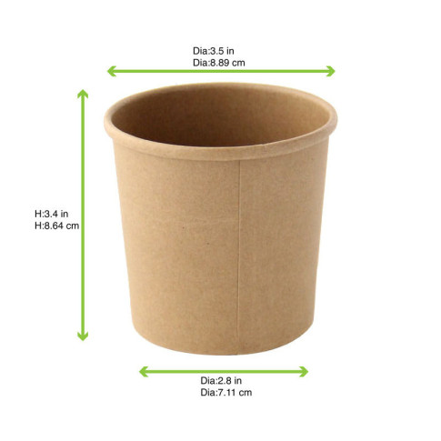 Contenitore in cartone kraft per alimenti caldi e freddi  H89mm 360ml