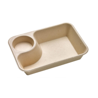 Vaschetta in polpa di canna da zucchero scura con vano salsa 218x165mm H45mm 850ml