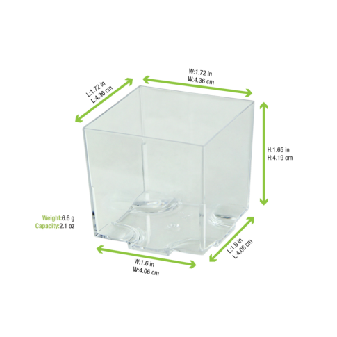 Contenitore fingerfood  "Kara" in PS trasparente 45x45mm H43mm 60ml