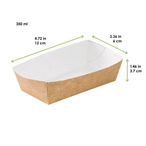Vaschetta in cartone kraft e interno bianco 120x60mm H37mm 350ml