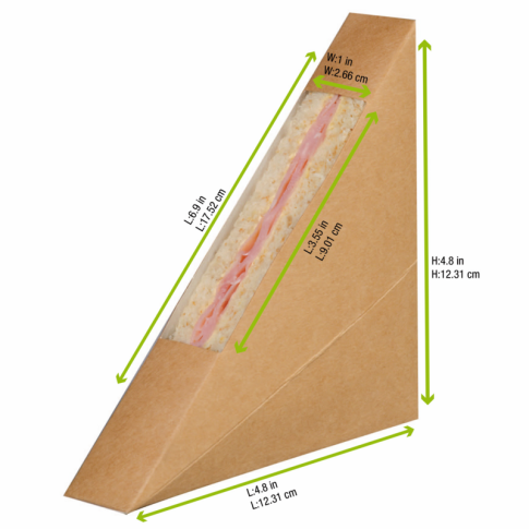 Porta tramezzino singolo kraft con finestra 26x123mm H123mm