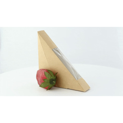 Porta tramezzino singolo kraft con finestra 26x123mm H123mm