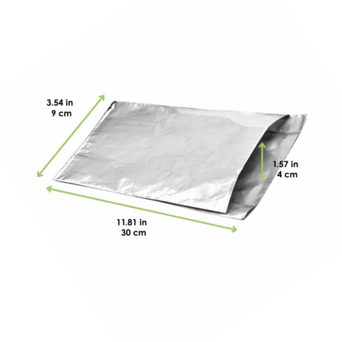 Sacchetto in alluminio, interno kraft scuro 90x300mm H40mm