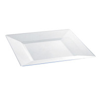 Piatto "Quadra" in PS riutilizzabile trasparente 280x280mm H40mm