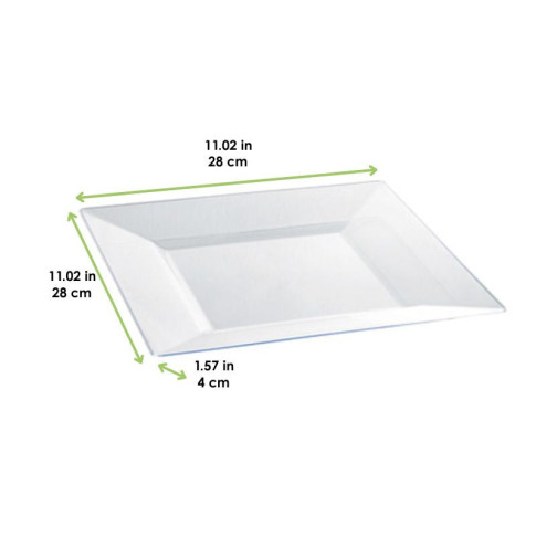 Piatto "Quadra" in PS riutilizzabile trasparente 280x280mm H40mm