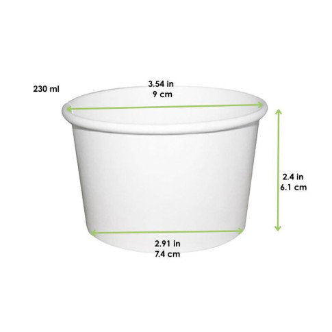 Contenitore in cartone bianco per alimenti caldi e freddi  H61mm 230ml