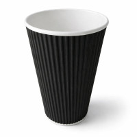 Bicchiere in cartone nero "Rippley" doppia parete  H136mm 450ml