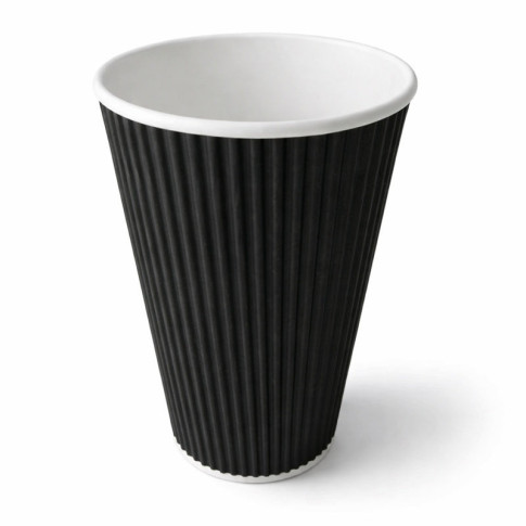 Bicchiere in cartone nero "Rippley" doppia parete  H136mm 450ml