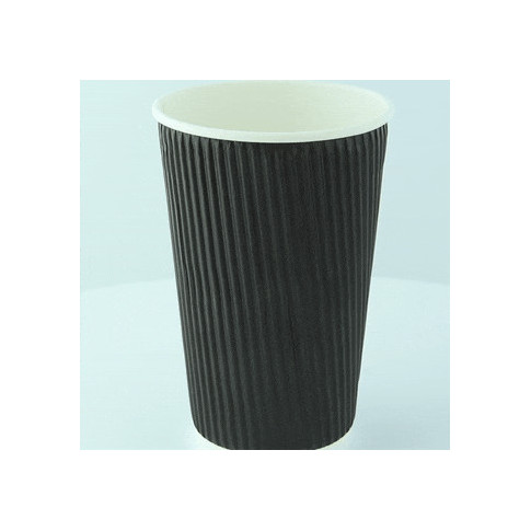 Bicchiere in cartone nero "Rippley" doppia parete  H136mm 450ml