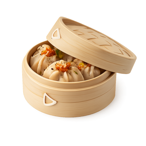 Mini vaporiera "Dimys" in bambù con coperchio  H50mm