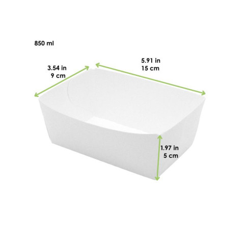 Vaschetta in cartone bianco 150x90mm H50mm 850ml