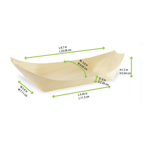 Vaschetta in legno a forma di barca 220x105mm H30mm