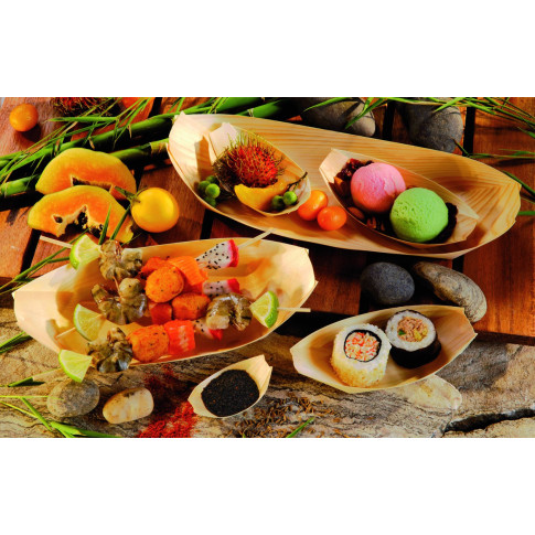 Vaschetta in legno a forma di barca 220x105mm H30mm
