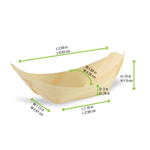 Vaschetta in legno a forma di barca 65x40mm H20mm