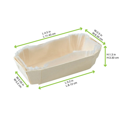 Stampo da forno in legno con pirottino in carta 115x65mm H33mm 150ml