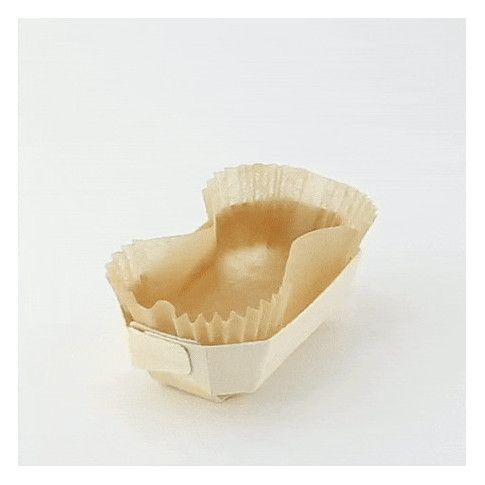 Stampo da forno in legno con pirottino in carta 115x65mm H33mm 150ml