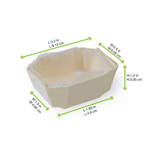 Stampo da forno in legno con pirottino in carta 90x65mm H35mm 90ml