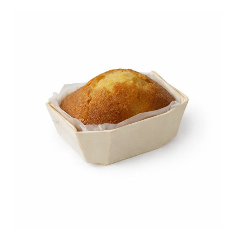 Stampo da forno in legno con pirottino in carta 90x65mm H35mm 90ml