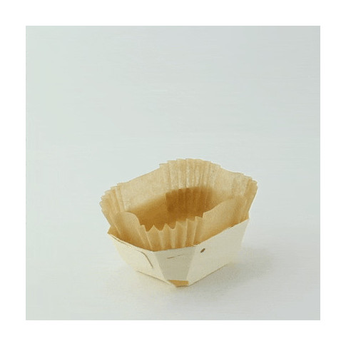 Stampo da forno in legno con pirottino in carta 90x65mm H35mm 90ml