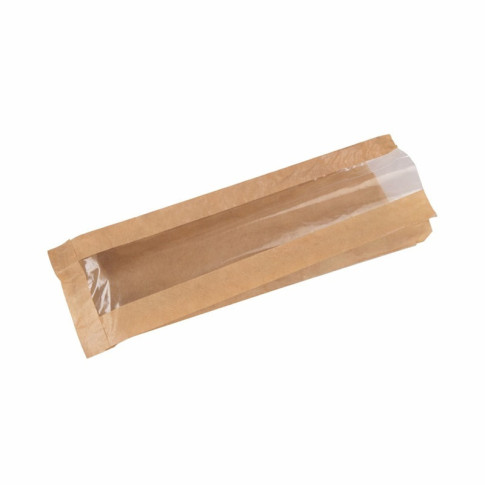 Sacchetto per panino in carta scura con finestra 120x40mm H340mm