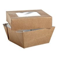 Scatola "Kray" in cartone kraft con coperchio a finestra 85x85mm H40mm 200ml