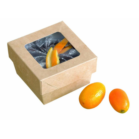 Scatola "Kray" in cartone kraft con coperchio a finestra 85x85mm H40mm 200ml